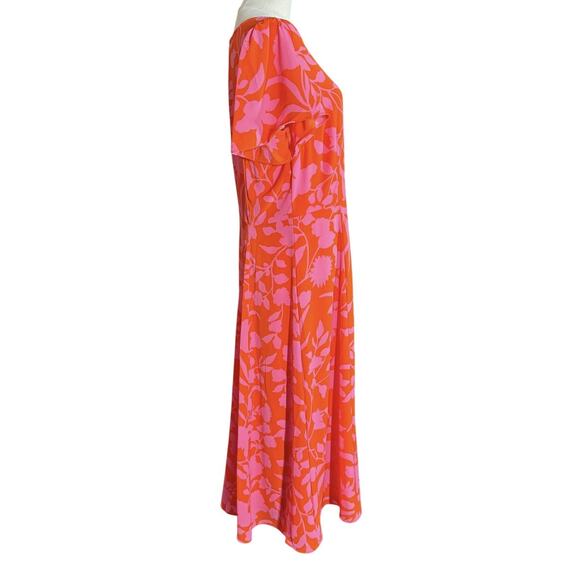 Talbots Dress Womens 10 Orange Pink Button Up Fairy Whimsical Boho Cottagecore - Picture 9 of 11